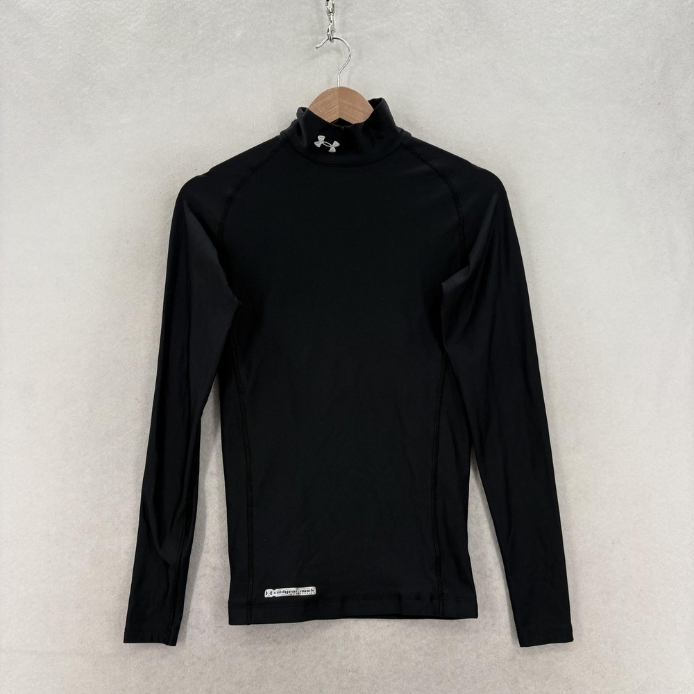 Under Armour ColdGear Shirt Mens Small Black Compression Mock Long Sleeve Gym